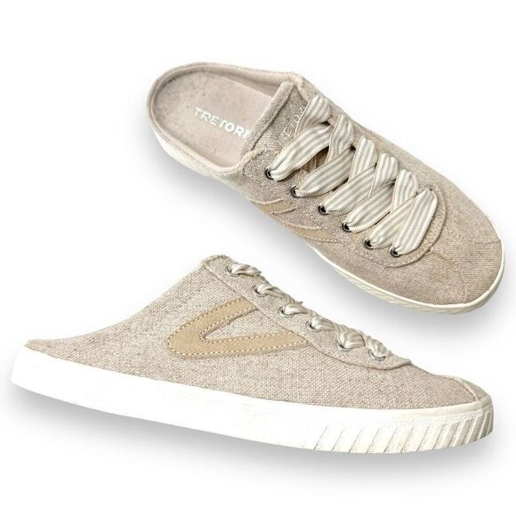 Tretorn Cam Slip-On Backless Canvas Sneakers in Natural Sand Women’s Size 9 - Picture 4 of 12